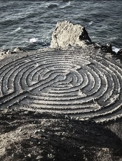 Stone labyrinth by the sea