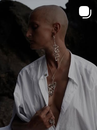 Model wearing silver collection